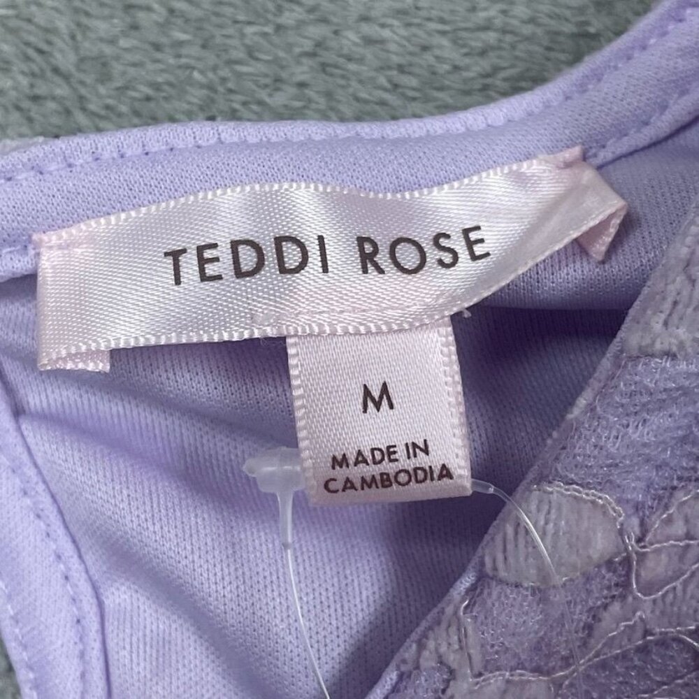 Teddi Rose Womens Lace Short Sleeve Top Medium Purple d0167 - Picture 3 of 9